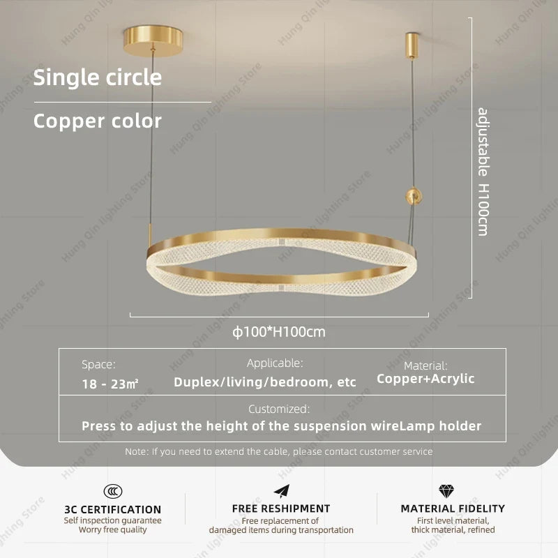 lustre moderne à led pour décoration intérieure élégante et contemporaine