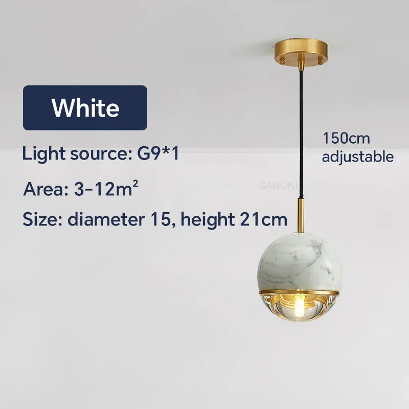suspension nordique en marbre et cuivre design moderne