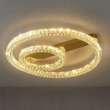 Anneau de luxe plafonnier moderne chambre salon plafonnier en cristal doré brillant Dimmable LED plafonniers suspendus