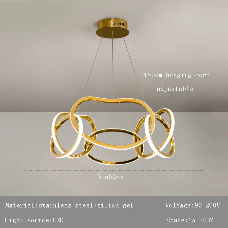 lustre moderne 	 avec lampes led suspendues en silicone