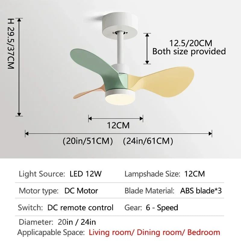 24Inch Mini Ceiling Fan Modern Simplicity Coffee Shop Creative Kid Fan Lights Aisle Balcony Children's Room Fan Lights 110V 220V
