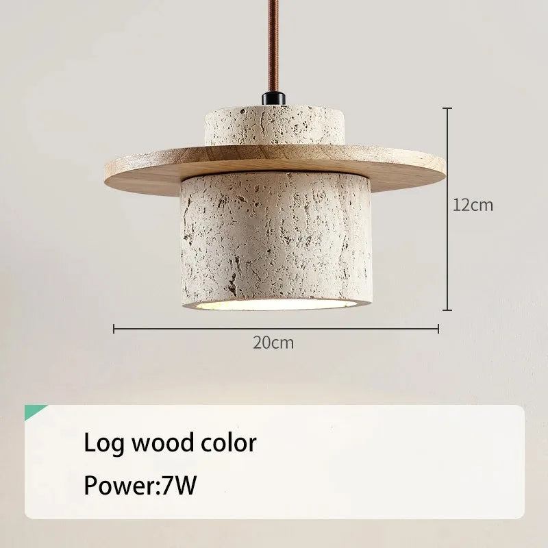 suspension japonaise en bois et pierre pour décoration intérieure