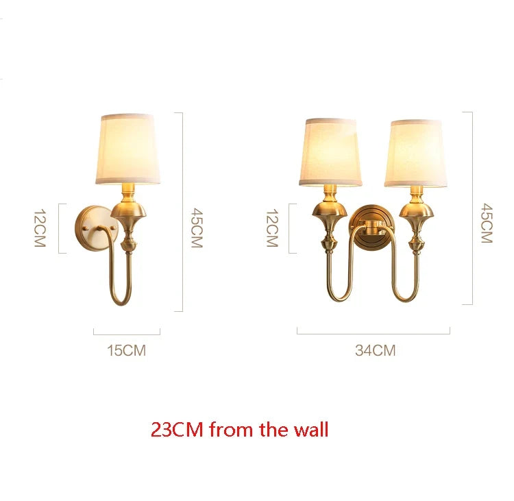 All copper wall lamp living room background wall lamp bedroom headboard staircase hallway copper wall lamp