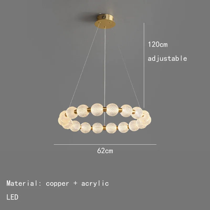suspension à led ronde en laiton réglable pour divers espaces
