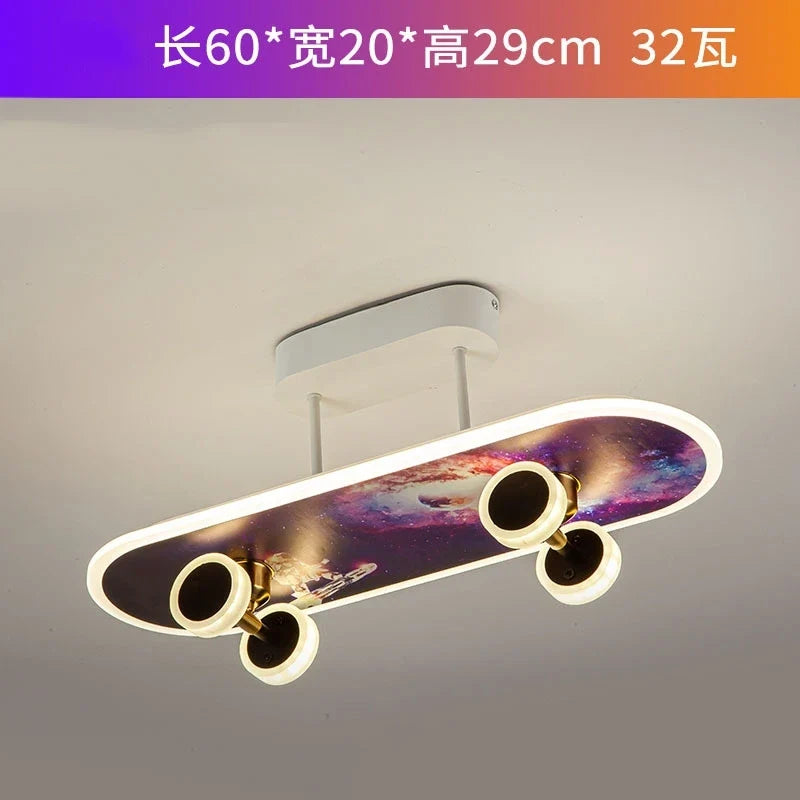 plafonnier créatif en forme de skateboard design moderne pour enfants