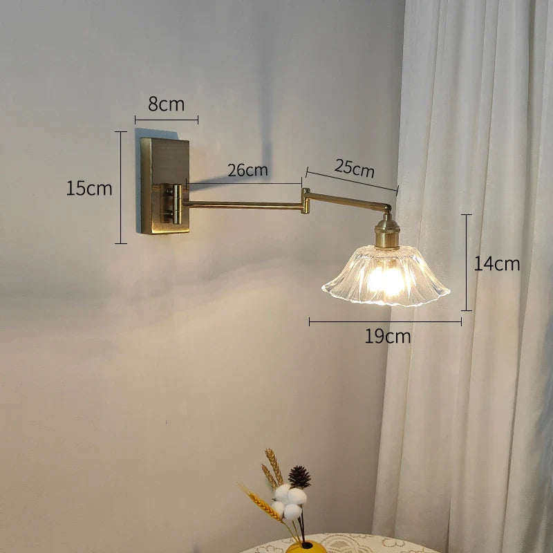 IWHD tirer chaîne verre applique murale LED applique bras gauche droite rotation chambre salon lumières nordique moderne à côté lampe Wandlamp