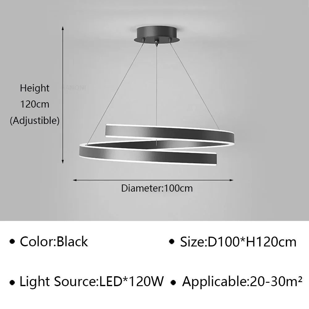 lustre moderne en spirale à LED pour décoration intérieure
