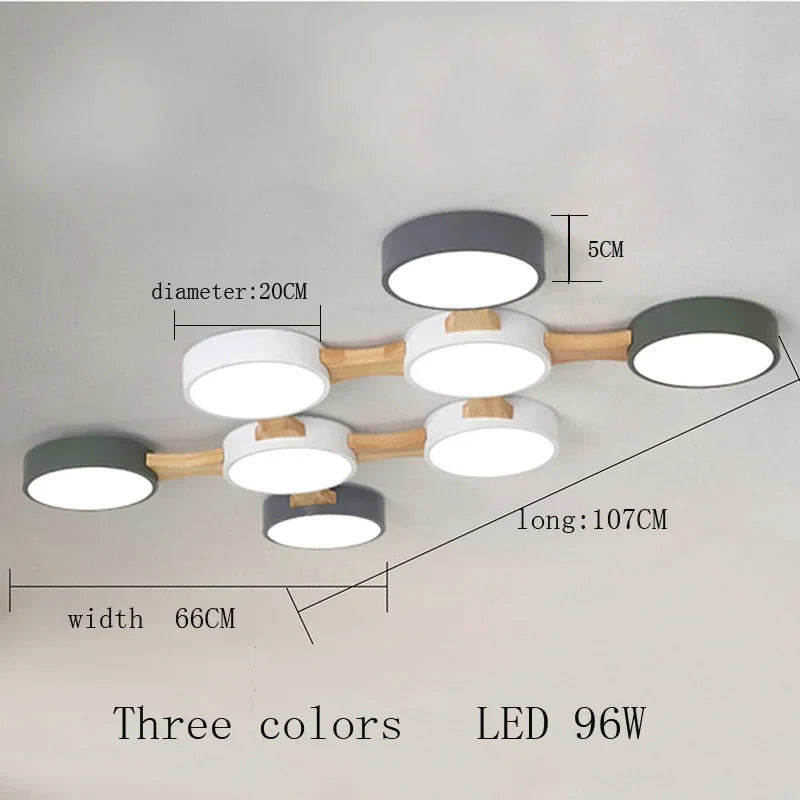 plafonnier moderne en bois avec éclairage led intérieur