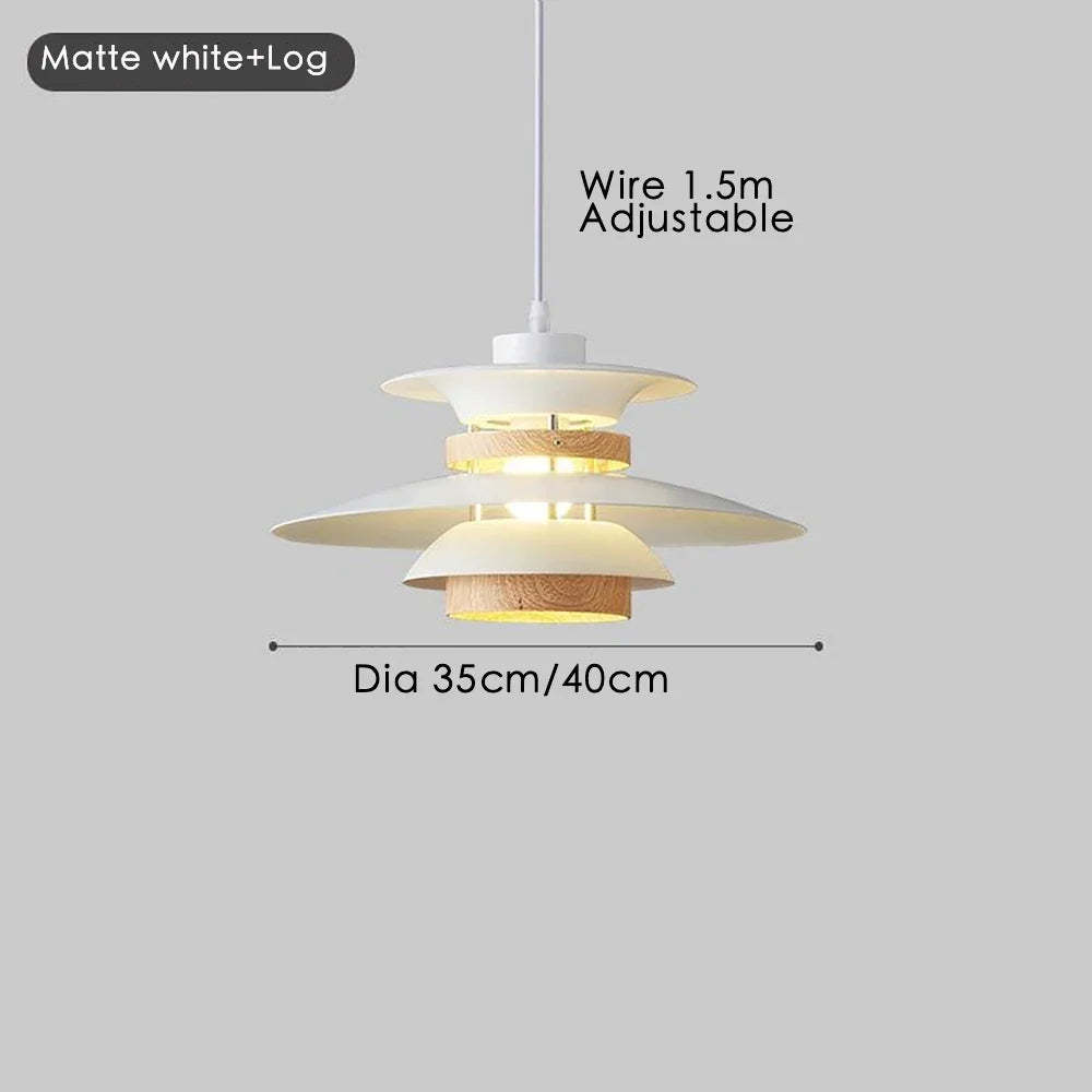 lustre design danois led rétro noyer lampe suspendue