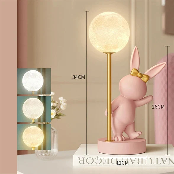 Lampe de Table en forme de lapin rose nordique