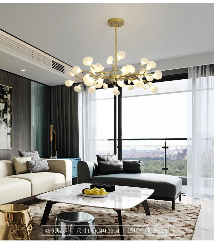 lustre moderne vintage luciole branche suspension éclairage
