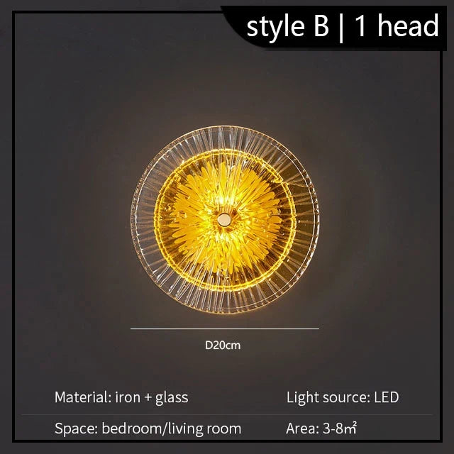applique murale ronde moderne en cristal avec lumières led nordiques
