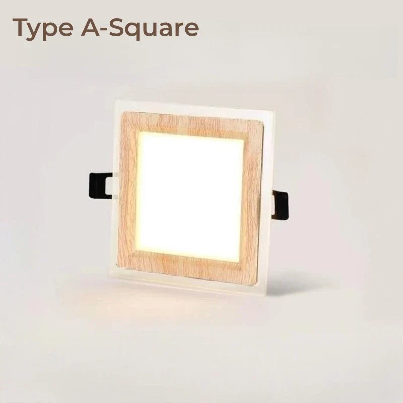 Plafonnier LED encastré Ultra-mince en Grain de bois