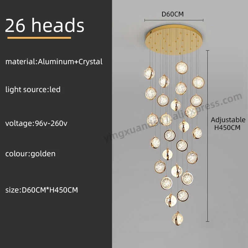 lustre rotatif design nordique en cristal pour éclairage intérieur