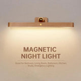 LED en bois veilleuse miroir avant lumière de remplissage Portable Rechargeable magnétique applique murale chambre lampe de chevet