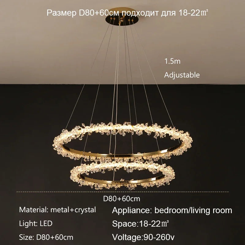 lustre nordique de luxe en cristal pour décoration moderne