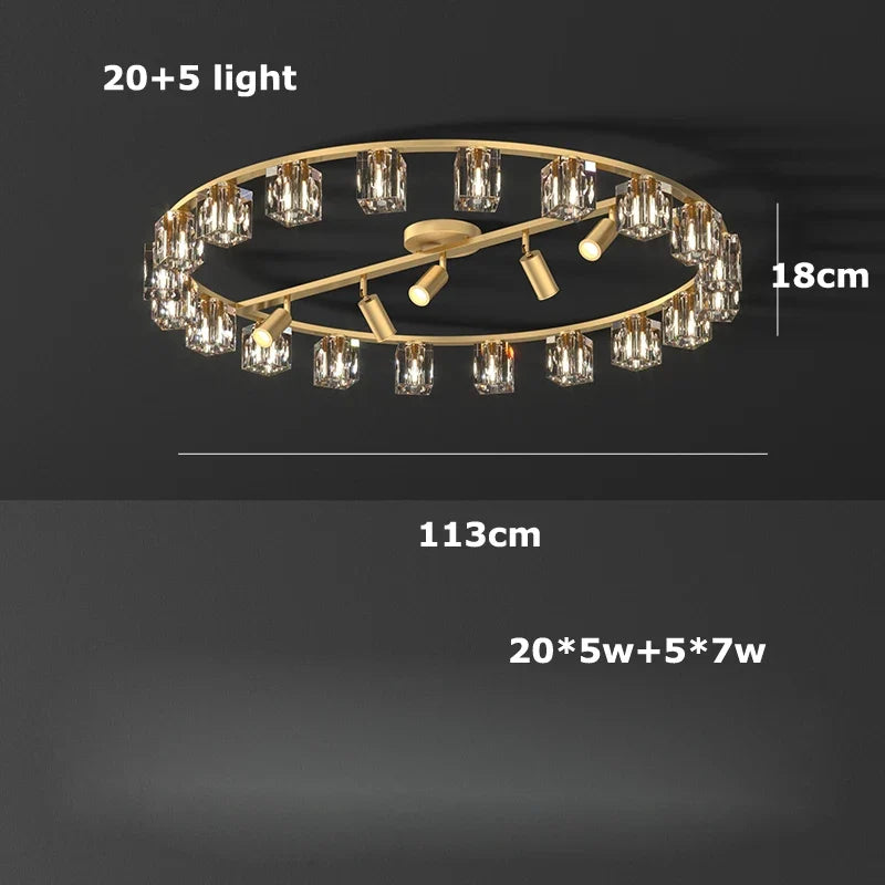 lustre en cuivre et cristal pour décoration moderne 2024
