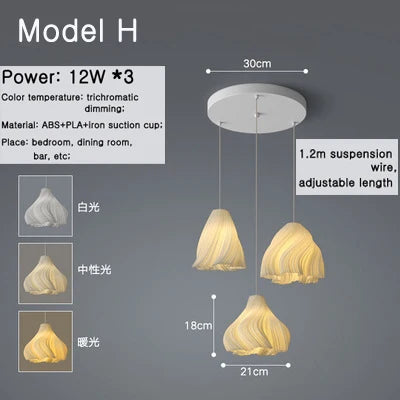 lustre moderne simple impression 3d créative à trois extrémités