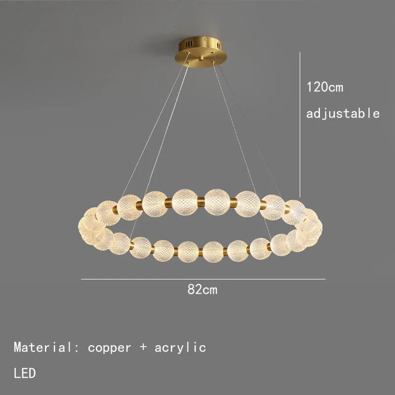 suspension led ronde en laiton cuivre et aluminium décorative
