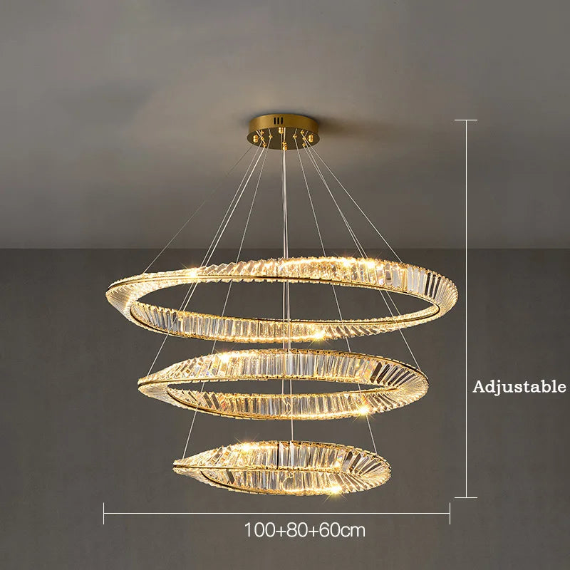 suspension moderne en aluminium et cristal led