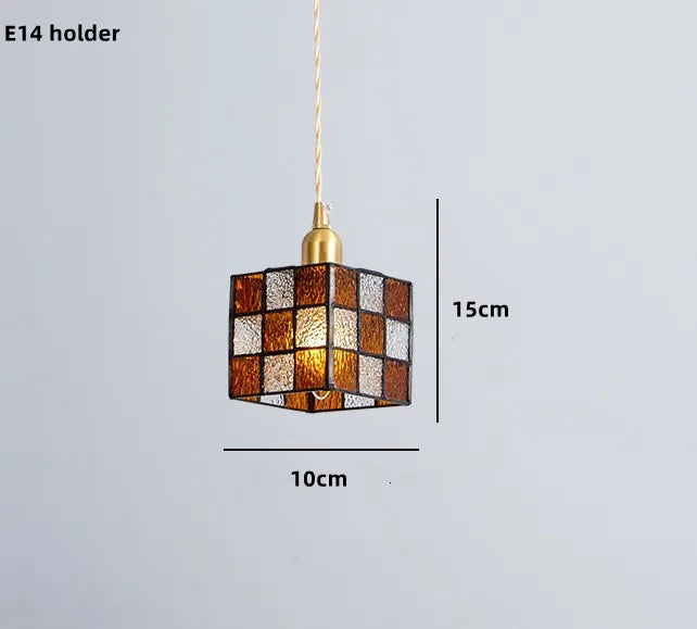 suspension nordique en verre teinté et cuivre élégant