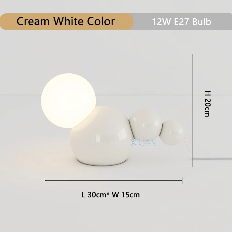 lampe à poser nordique en verre ronde pour nuit mignonne