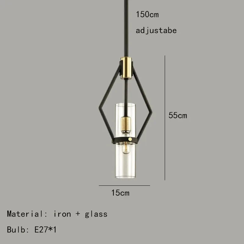 suspension moderne en verre avec cordon réglable pour intérieur