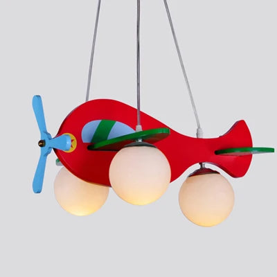 suspension en bois et verre avion dessin animé pour enfants