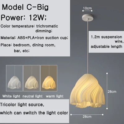 lustre moderne simple impression 3d créative à trois extrémités