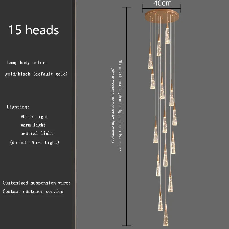 lustre moderne suspendu à branches avec longue ligne à led