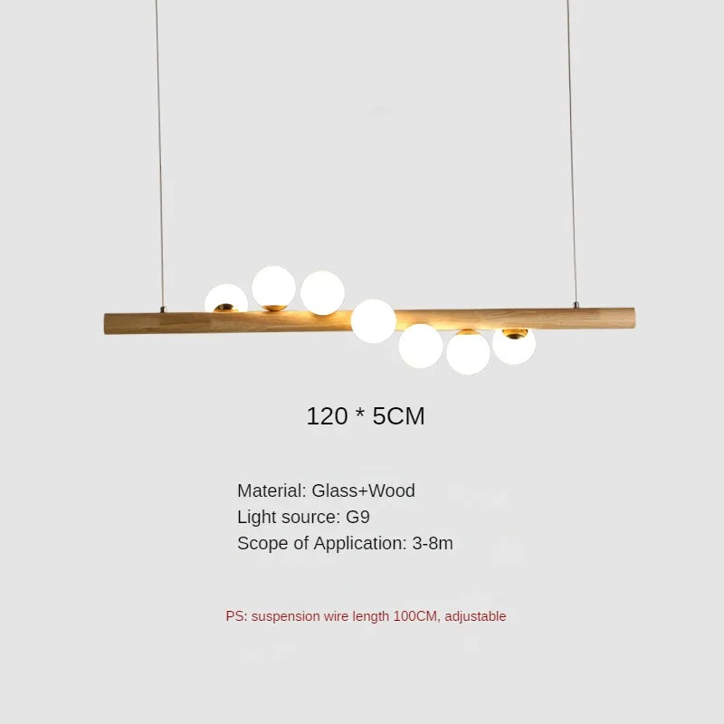 suspension moderne en bois et verre pour restaurant