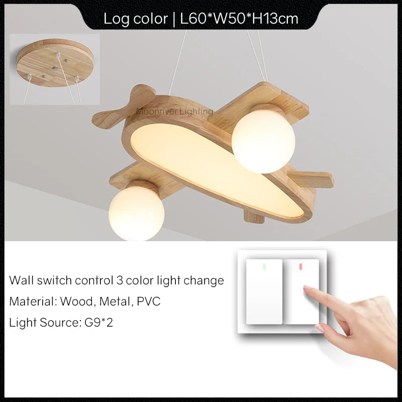 lustre en bois pour chambre d'enfant suspension décorative