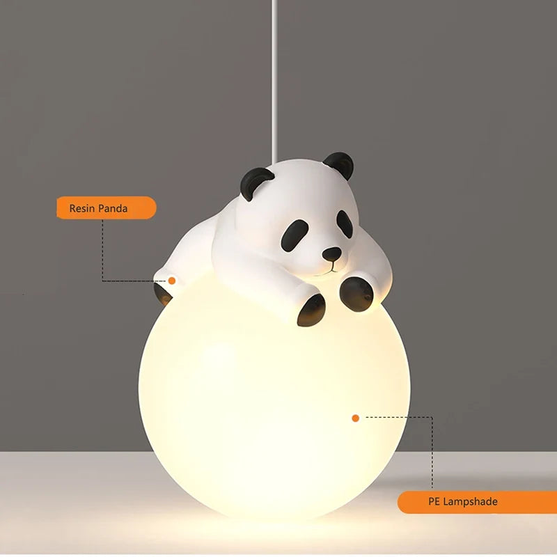 Résine Panda lampes suspendues chambre d'enfants suspension chambre chevet lustre pour bébé enfants crèche école Panda lumière