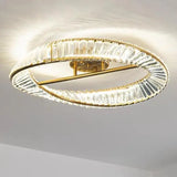 lustre moderne en or avec anneaux en cristal led