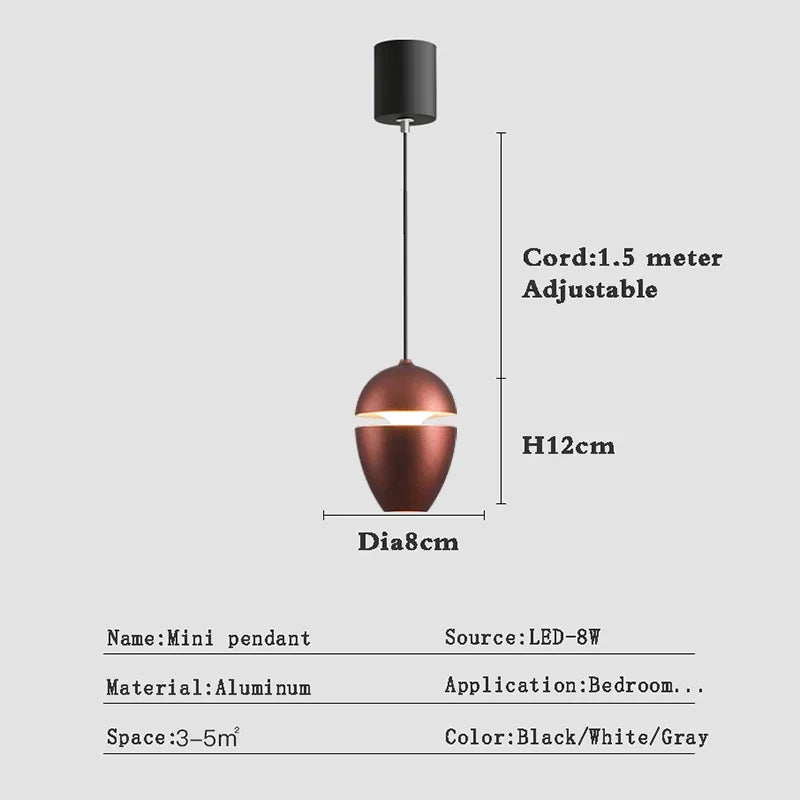 Lamp Nordic Minimalist Modern Bedside Pendant Light Fixtures , Single-Light Ceiling Light Fixture For Bedroom, Kitchen, Entryway