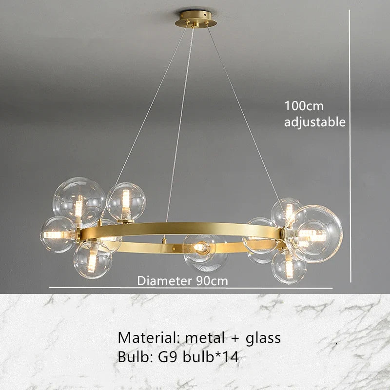 suspension led boule à bulles réglable en hauteur
