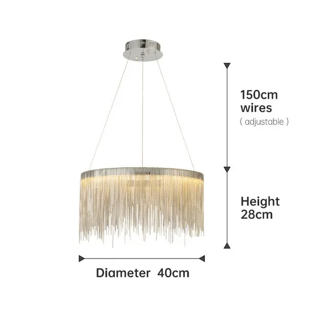 lustre suspendu à pampilles led avec intensité variable et télécommande