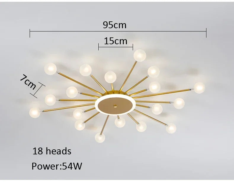 lustre moderne en verre avec éclairage led créatif intérieur