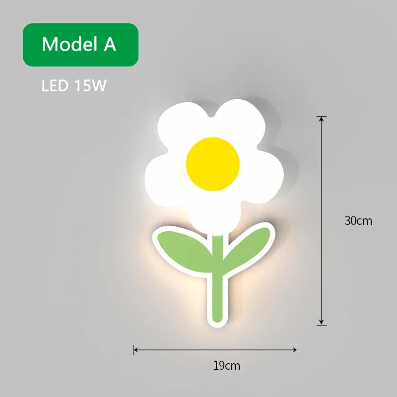 applique murale led fleur pour enfants avec télécommande
