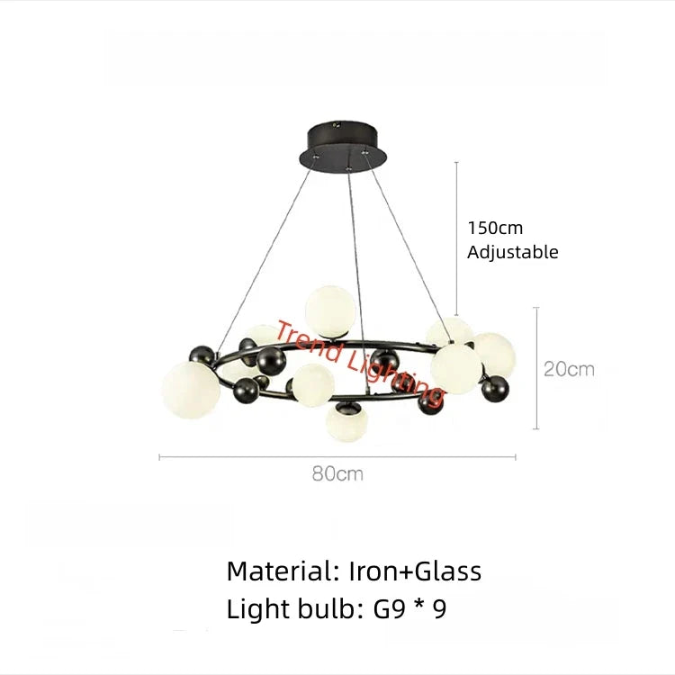 suspension moderne en métal et verre blanc design élégant et réglable
