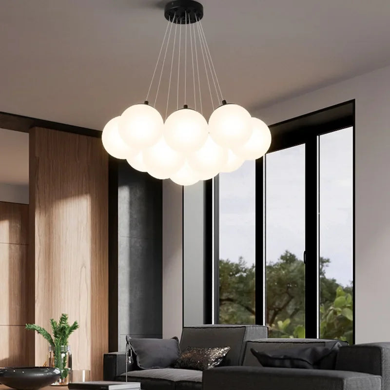 lustre moderne en verre avec led pour décoration intérieure