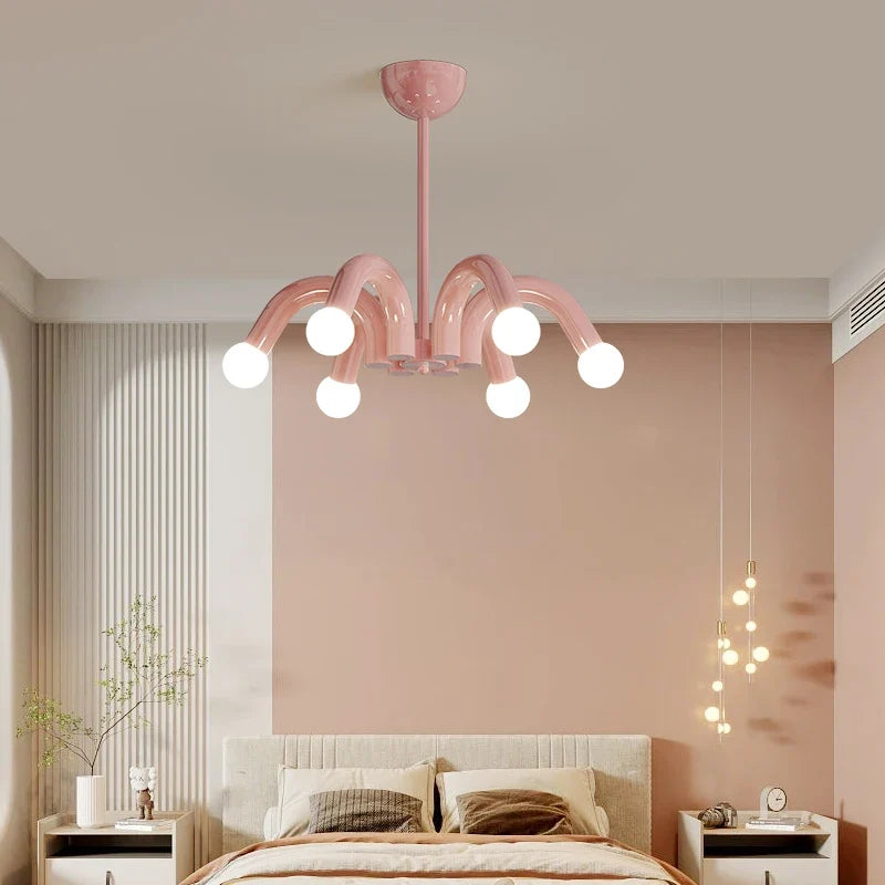 lustre romantique en métal avec conduite d'eau led pour intérieur