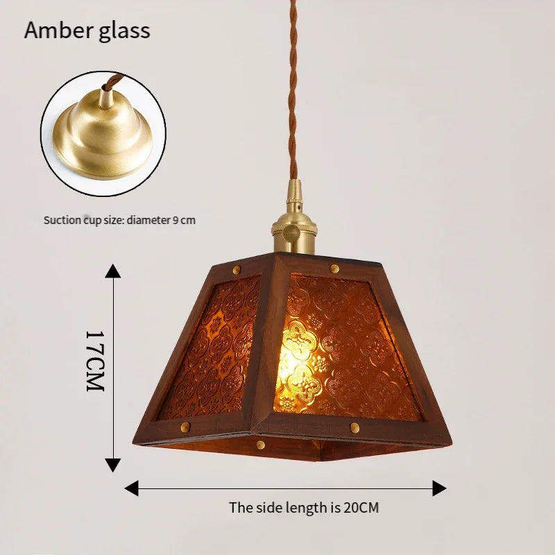 suspension vintage haitang en bois massif et verre shanghai