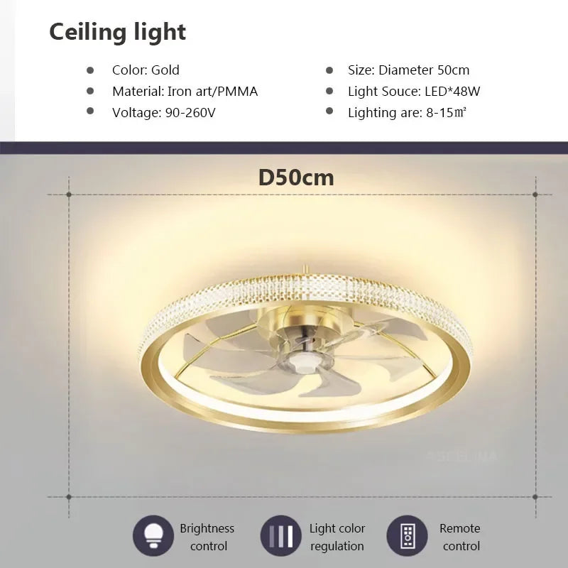 plafonnier led moderne avec ventilateur éclairage silencieux intelligent