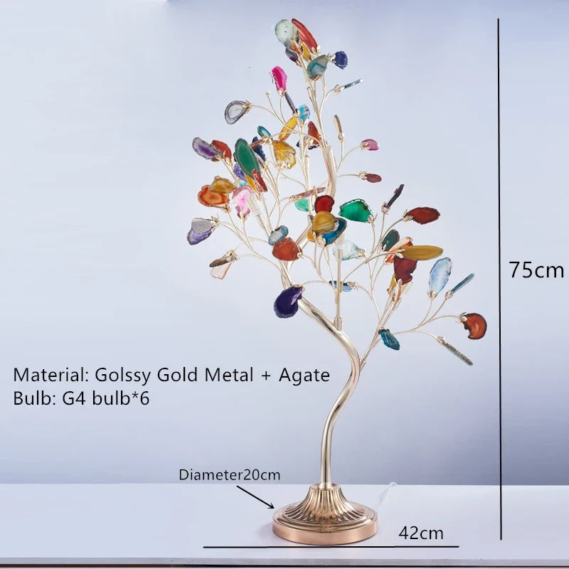 lustre en agate naturelle avec éclairage led coloré pour intérieur élégant
