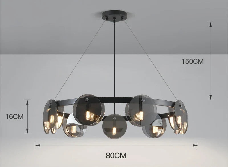 Suspension en verre noir moderne