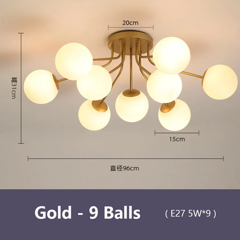 suspension led nordique en verre pour décoration intérieure