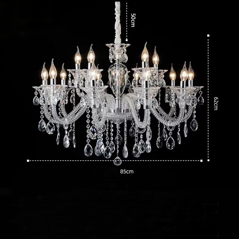 lustre moderne en verre cristal pour espace de luxe