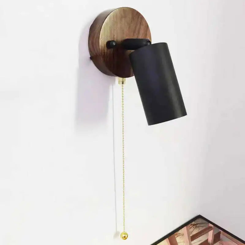 applique murale japonaise en bois avec interrupteur et rotation