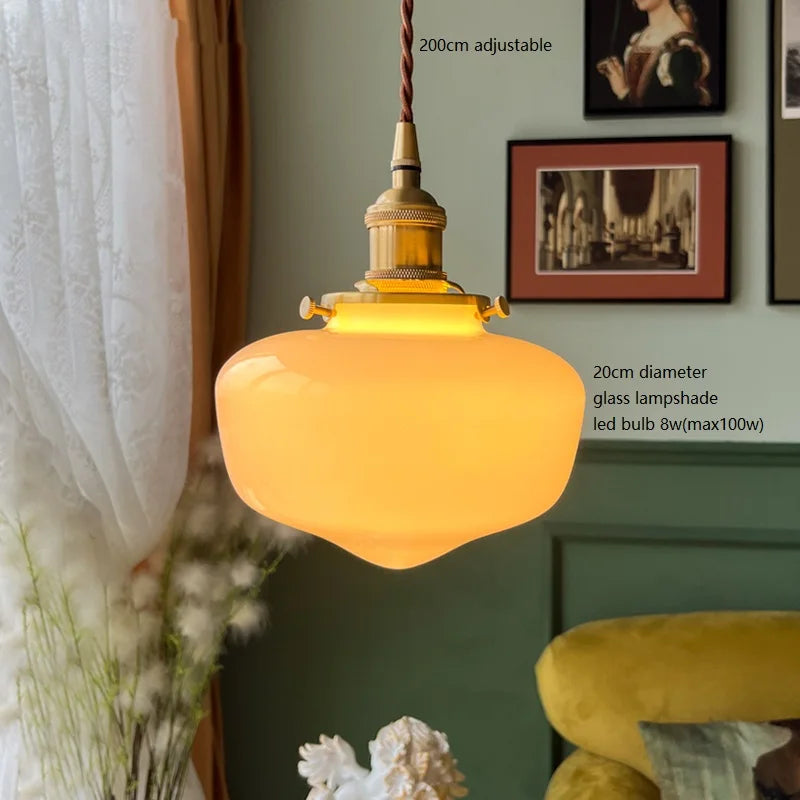 suspension led en verre avec prise en cuivre nordique moderne
